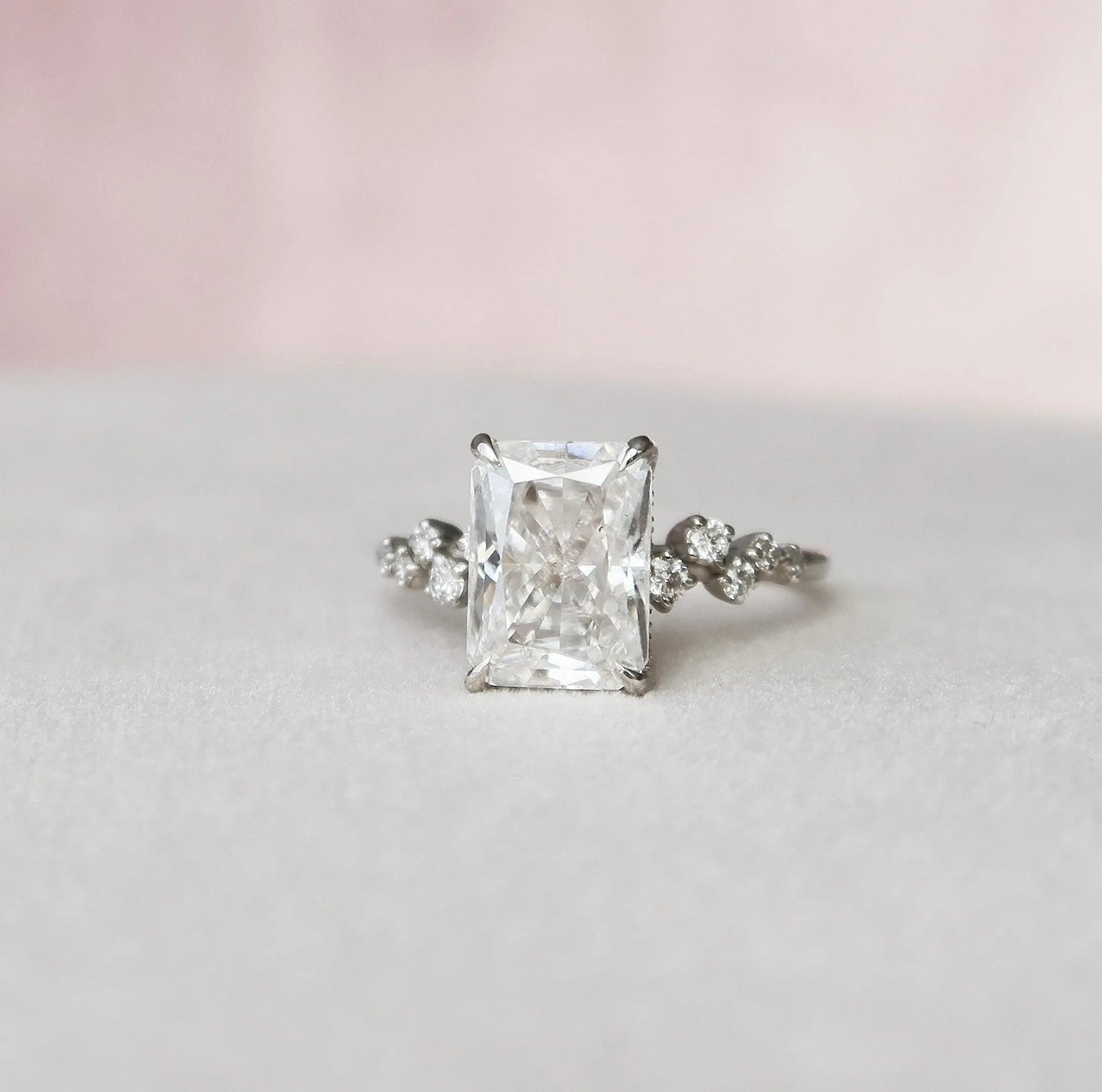 3.50CT Radiant Cut Moissanite Unique Engagement Ring