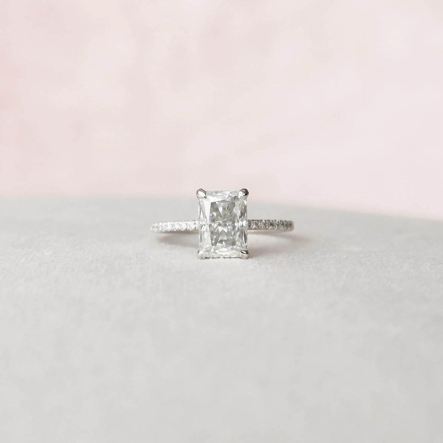 2.0CT Radiant Cut Moissanite Hidden Halo Engagement Ring