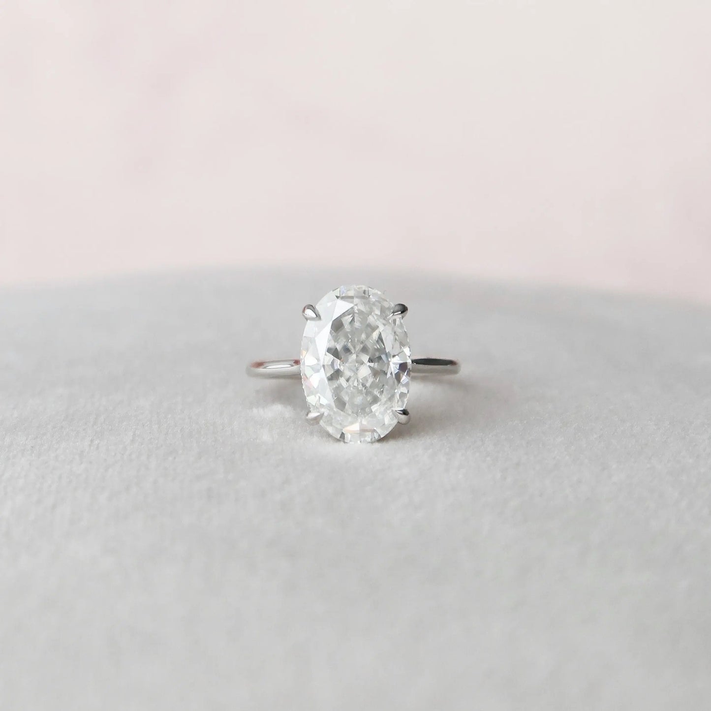 5.0CT Oval Cut Hidden Halo Moissanite Engagement Ring