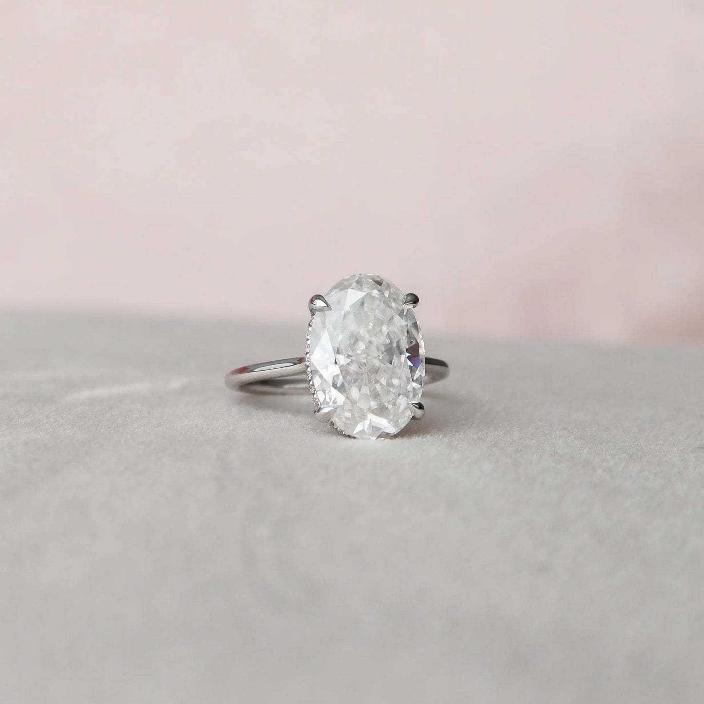 5.0CT Oval Cut Hidden Halo Moissanite Engagement Ring