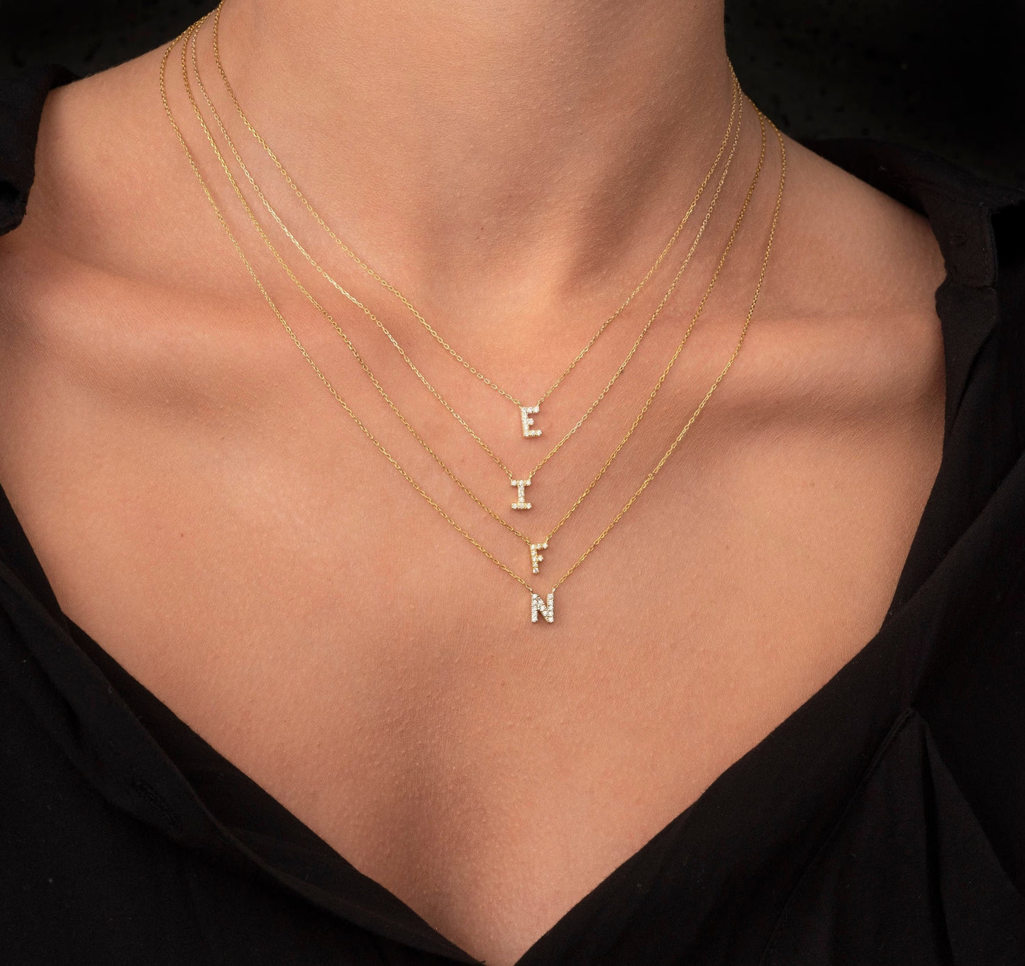 Letter Diamond Moissanite Necklace for Her