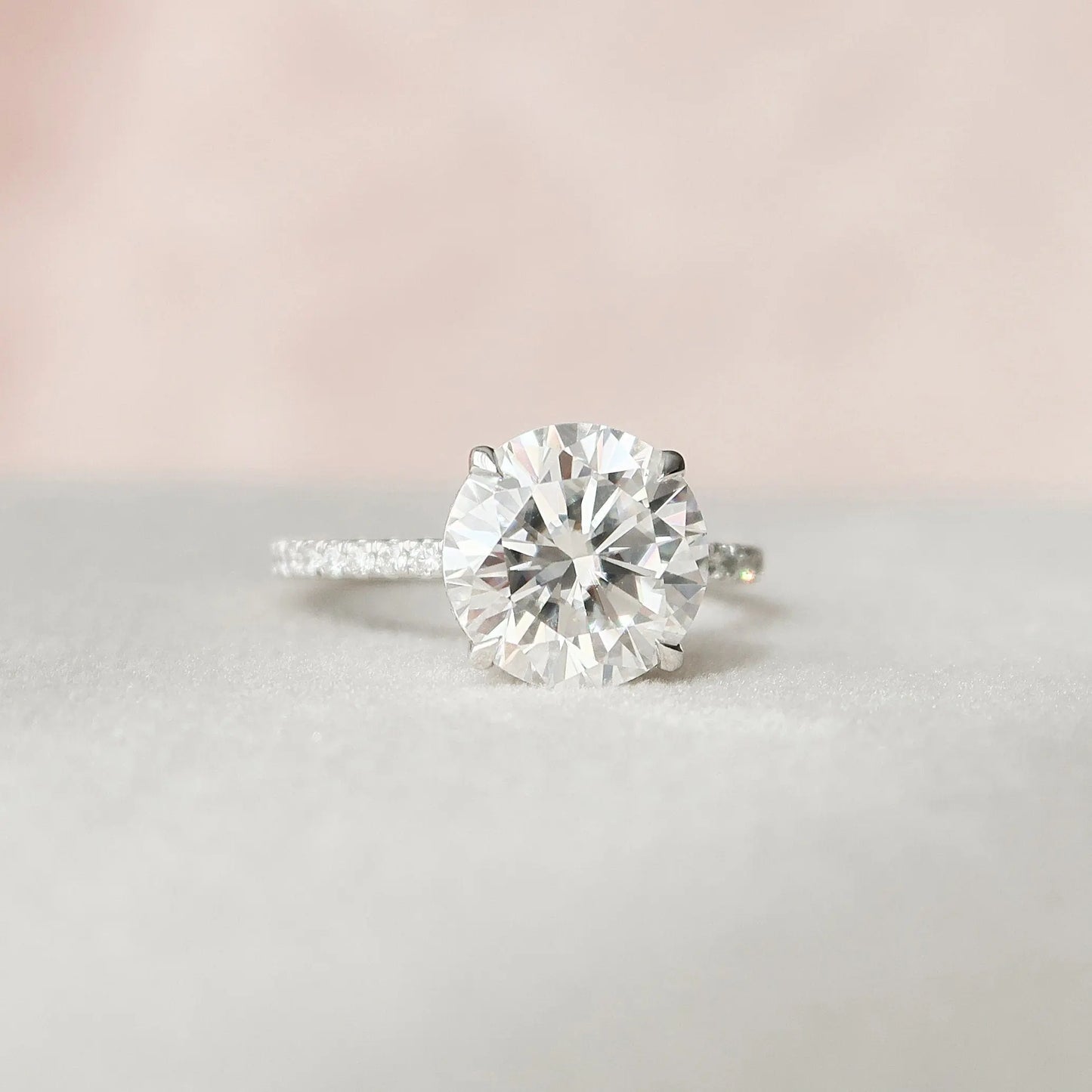 2.50CT Round Cut Hidden Halo Moissanite Engagement Ring