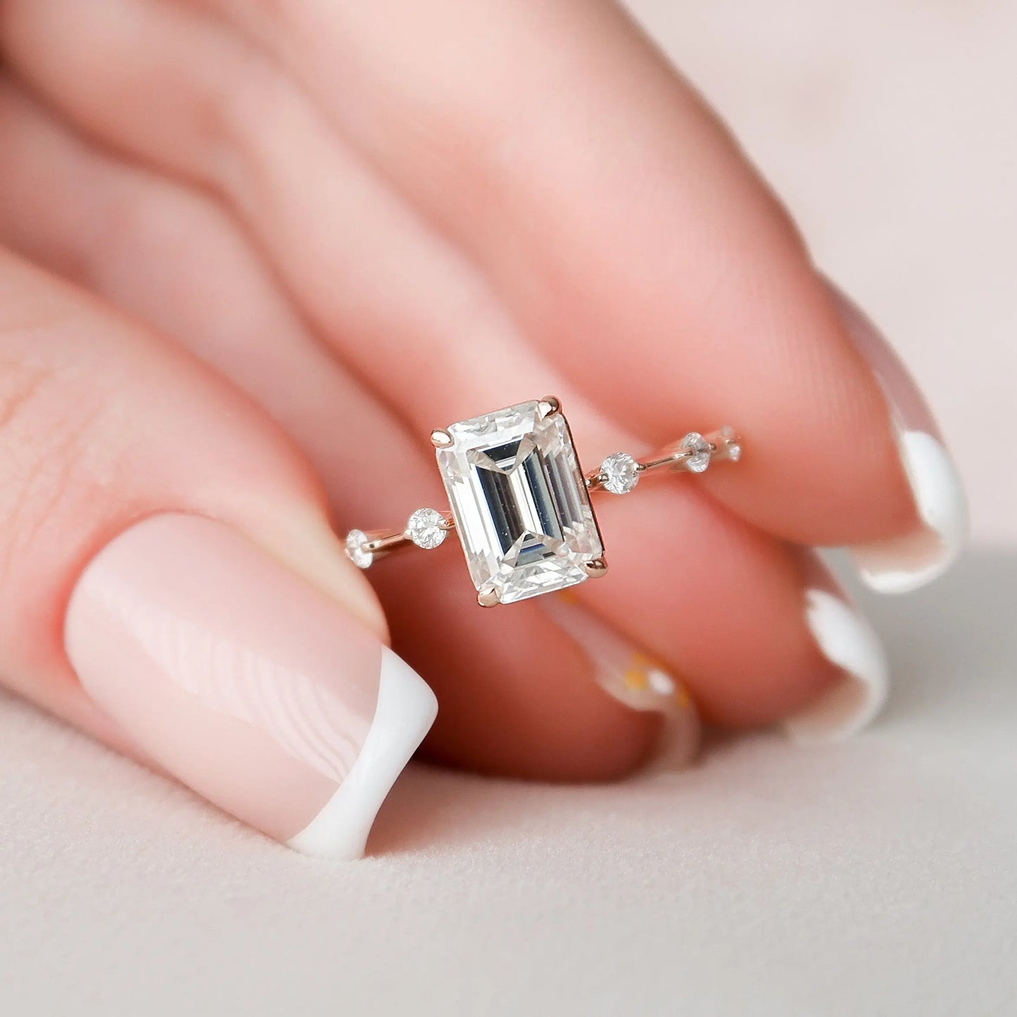 2.0CT Emerald Cut Solitaire Moissanite Engagement Ring