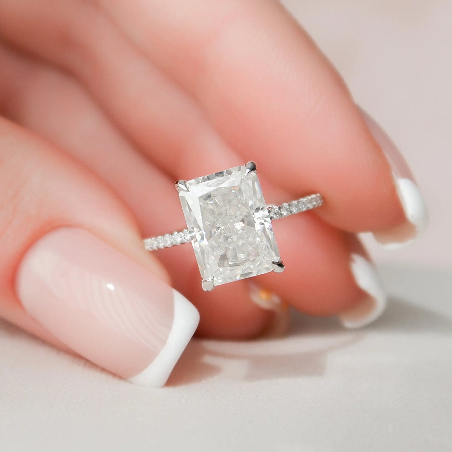 4.50СT Radiant Cut Moissanite Diamond Hidden Halo Engagement Ring