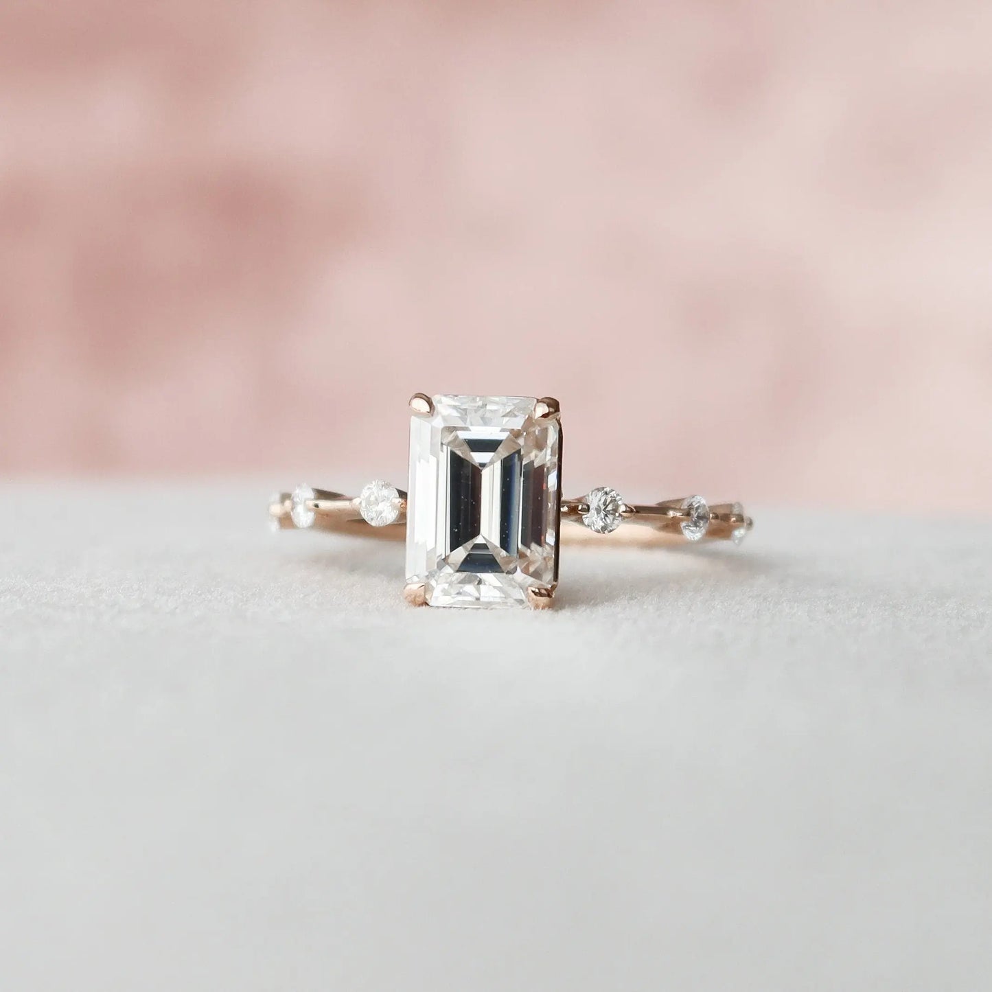 2.0CT Emerald Cut Solitaire Moissanite Engagement Ring