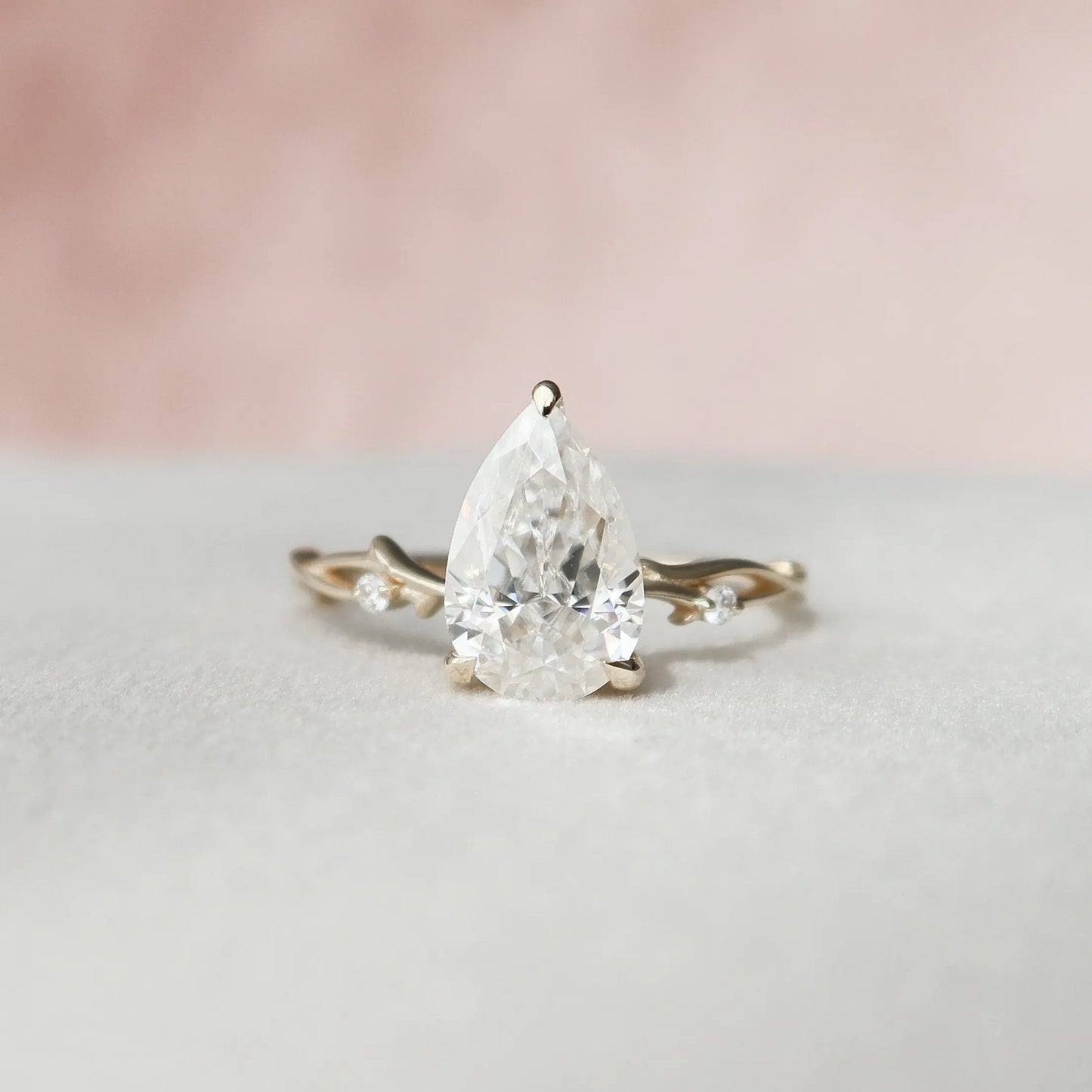 2.0CT Pear Cut Nature Inspired Moissanite Engagement Ring