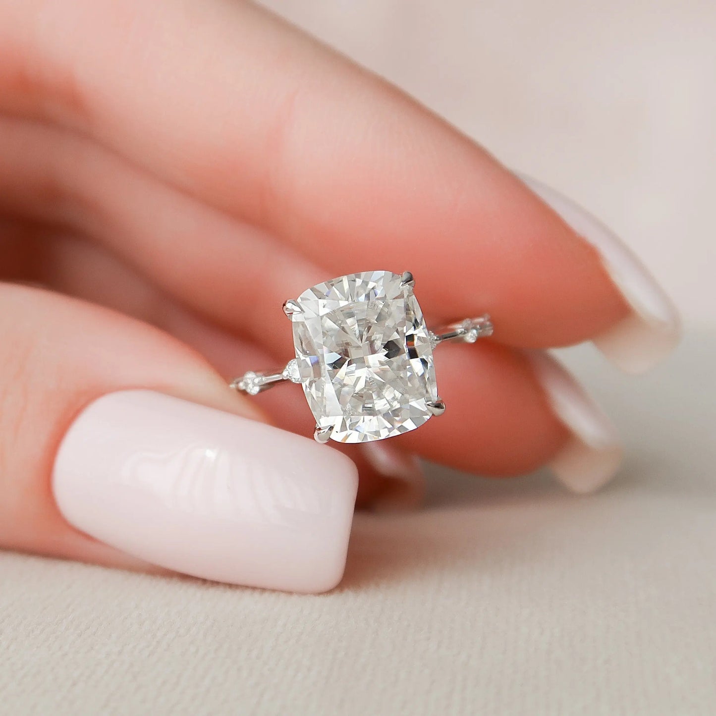 5.0CT Elongated Cushion Cut Moissanite Engagement Ring