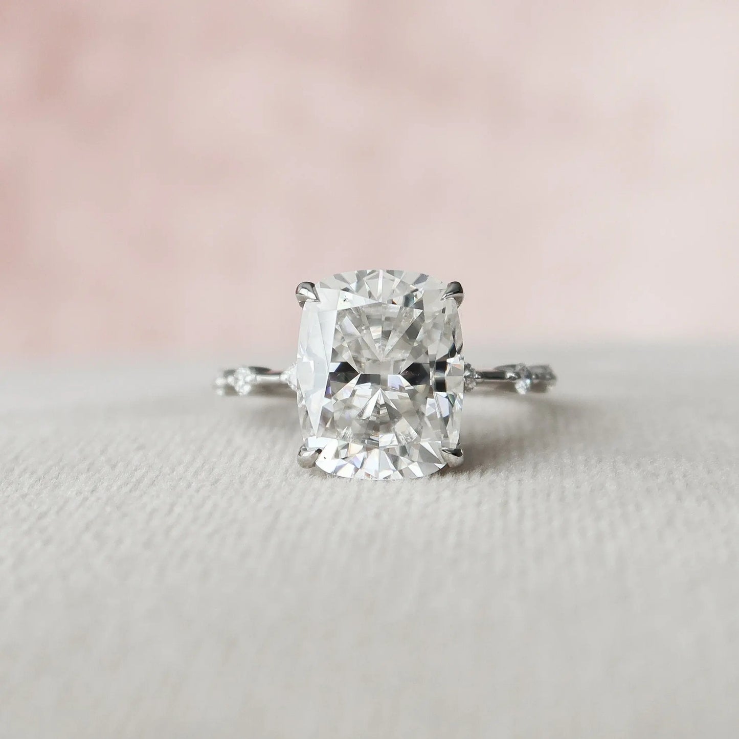 5.0CT Elongated Cushion Cut Moissanite Engagement Ring