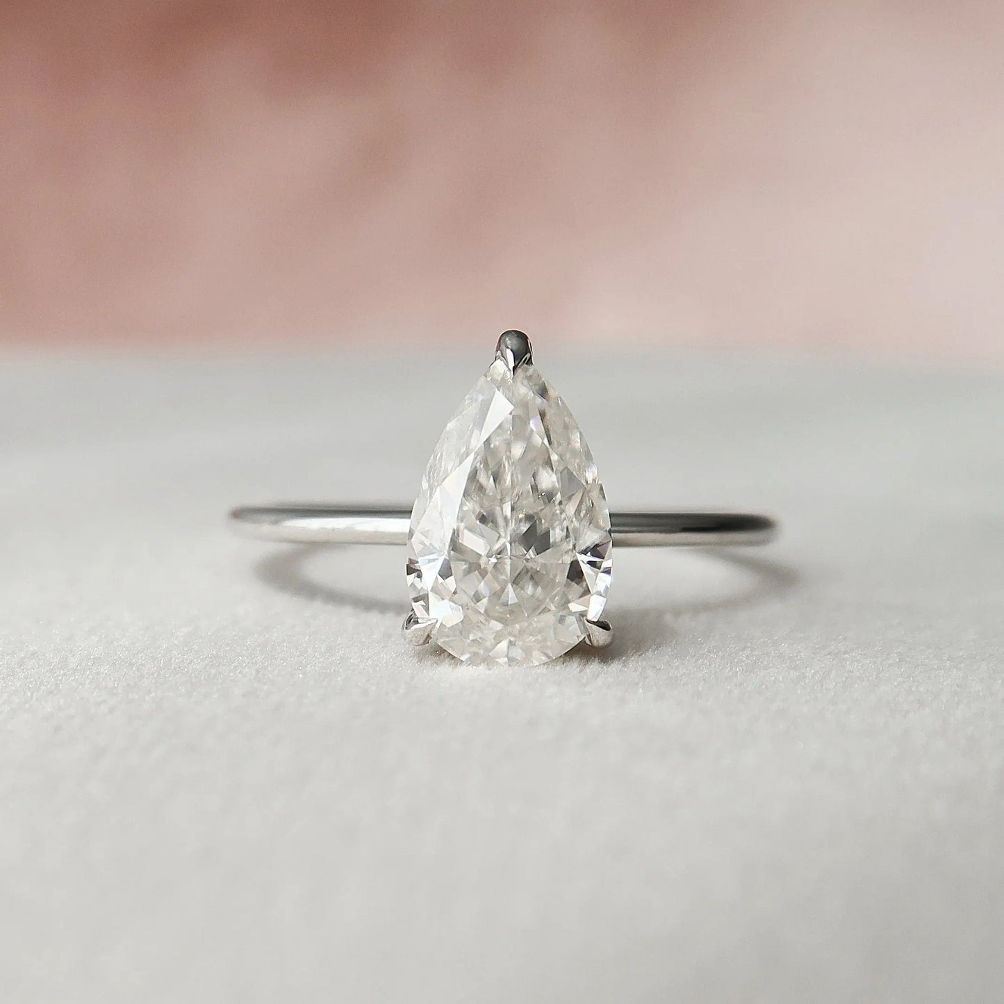 2.0CT Pear Cut Hidden Halo Moissanite Engagement Ring