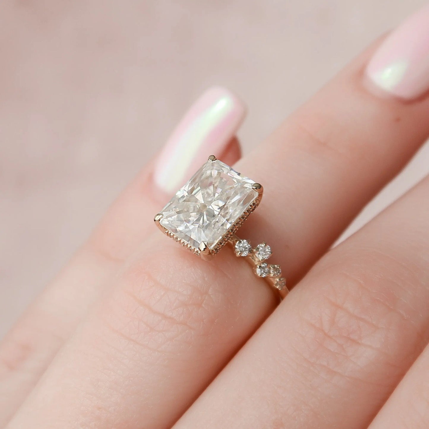 3.50CT Radiant Cut Moissanite Unique Engagement Ring