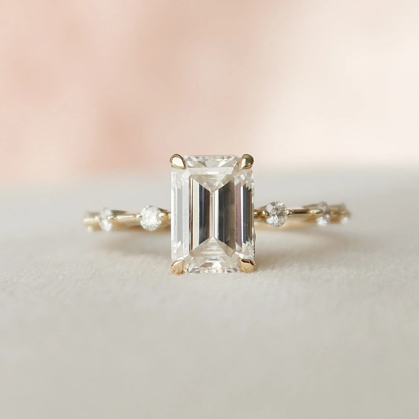 2.0CT Emerald Cut Solitaire Moissanite Engagement Ring