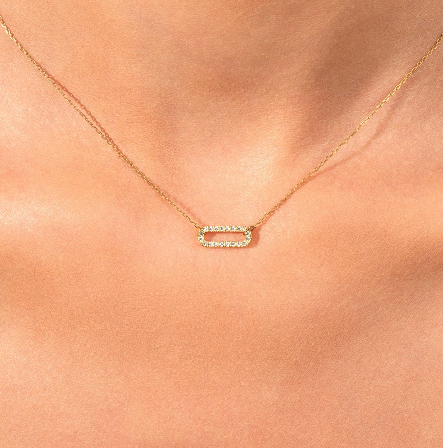 Paper Clip Moissanite Diamond Necklace for Women