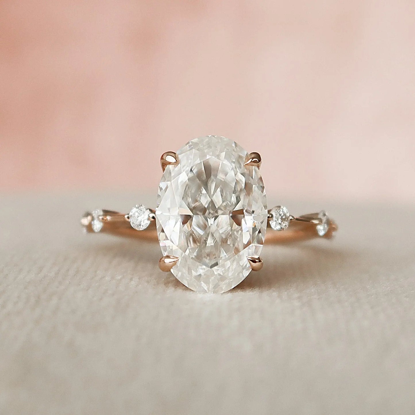 3.0CT Oval Cut Vintage Inspired Moissanite Solitaire Engagement Ring