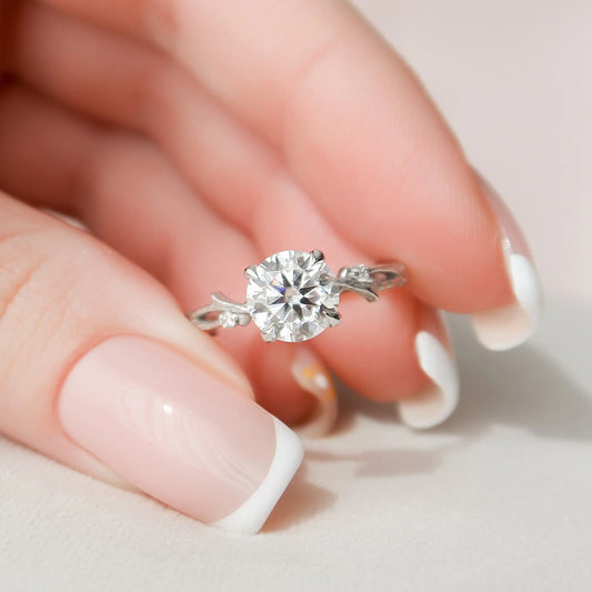 1.50CT Round Cut Twig Branch Moissanite Engagement Ring