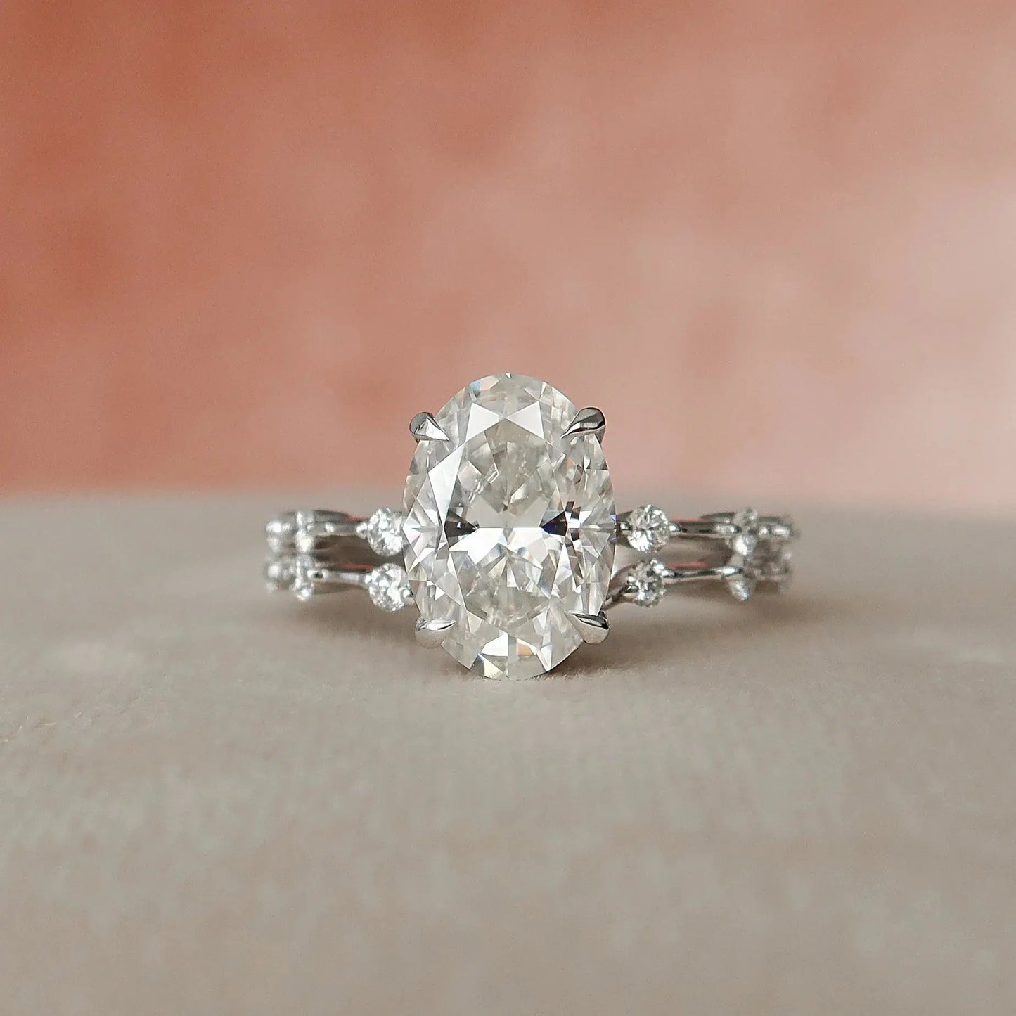 3.0CT Oval Cut Moissanite Eternity Bridal Engagement Ring Set