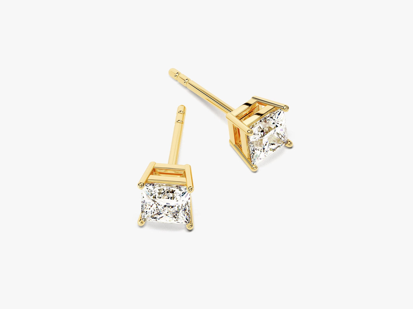 Princess Cut Moissanite Diamond Earrings for Women in Yellow Gold