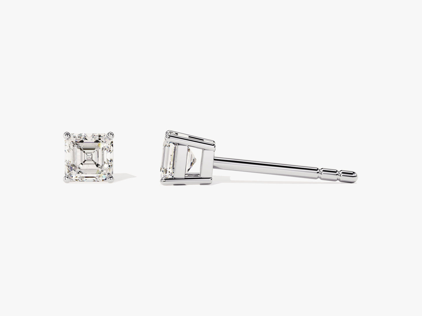 0.50Ct Asscher Solitaire Moissanite Diamond Earrings for Women