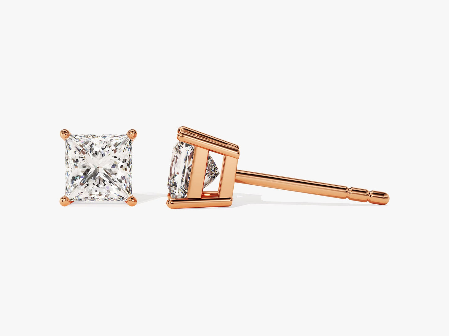 Princess Cut Moissanite Diamond Earrings for Women in Yellow Gold