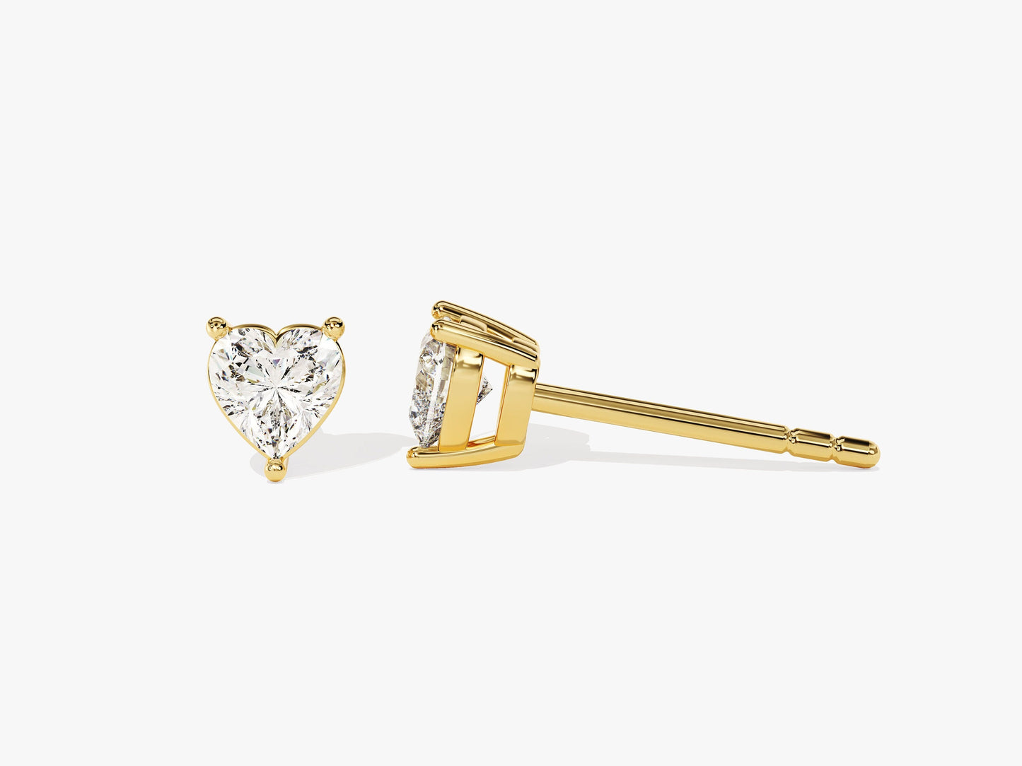 Heart Cut Moissanite Diamond Earrings for Her in Yellow Gold