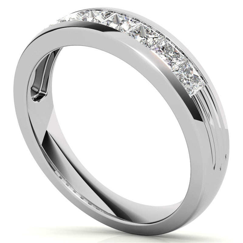 6mm Princess Cut Channel Set Moissanite Men's Wedding Band