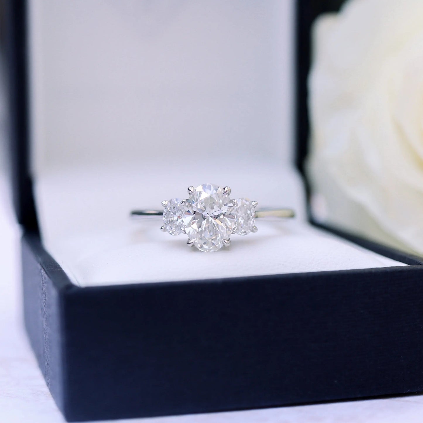 1.50CT Oval Cut Moissanite Three Stone Diamond Engagement Ring