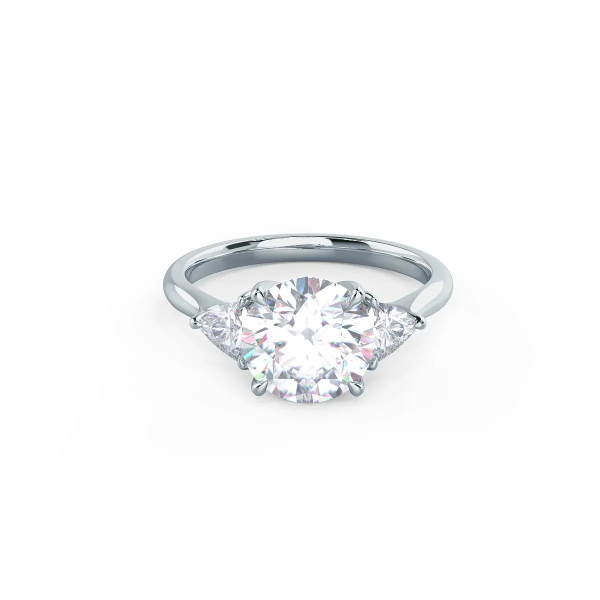 2.0CT Round Brilliant Cut Moissanite Trillion Diamond Engagement Ring