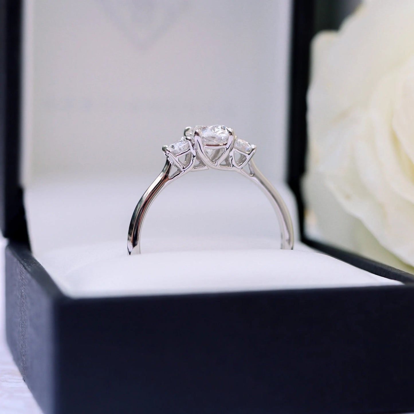 1.50CT Oval Cut Moissanite Three Stone Diamond Engagement Ring