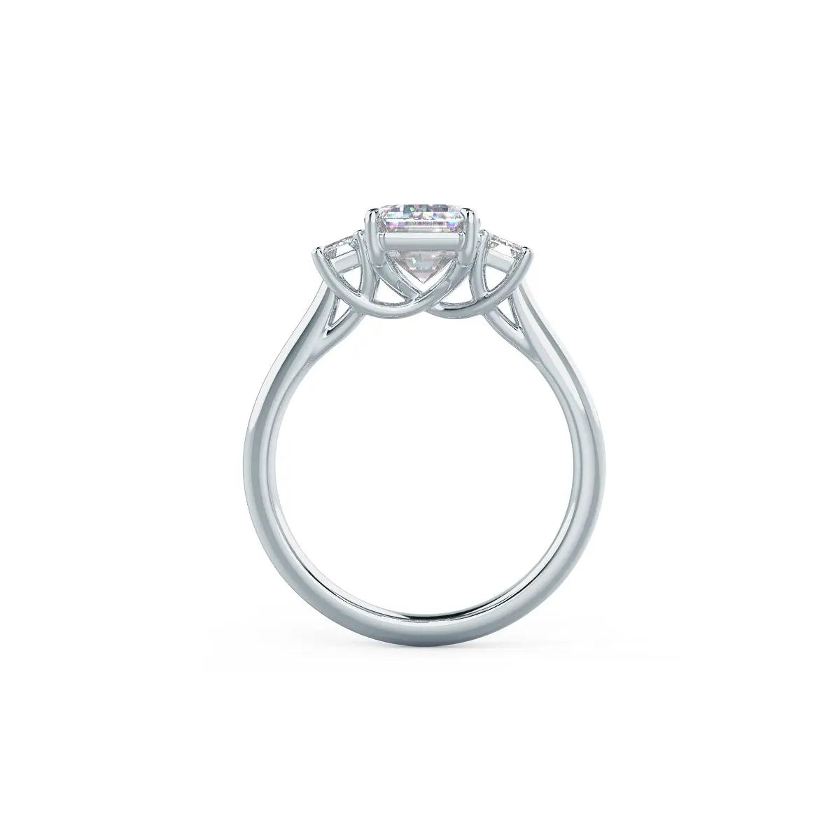 2.0CT Emerald Cut Moissanite Diamond Three Stone Engagement Ring