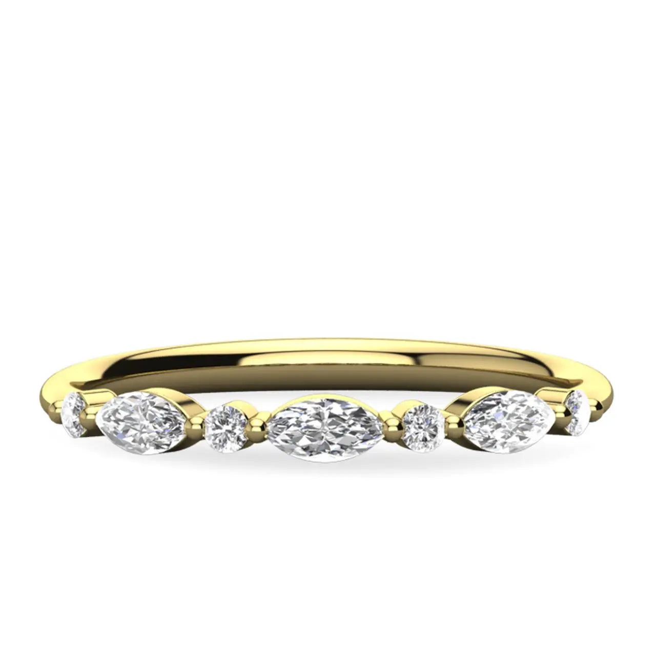 0.26ctw Marquise and Round Cut Half Eternity Wedding Band