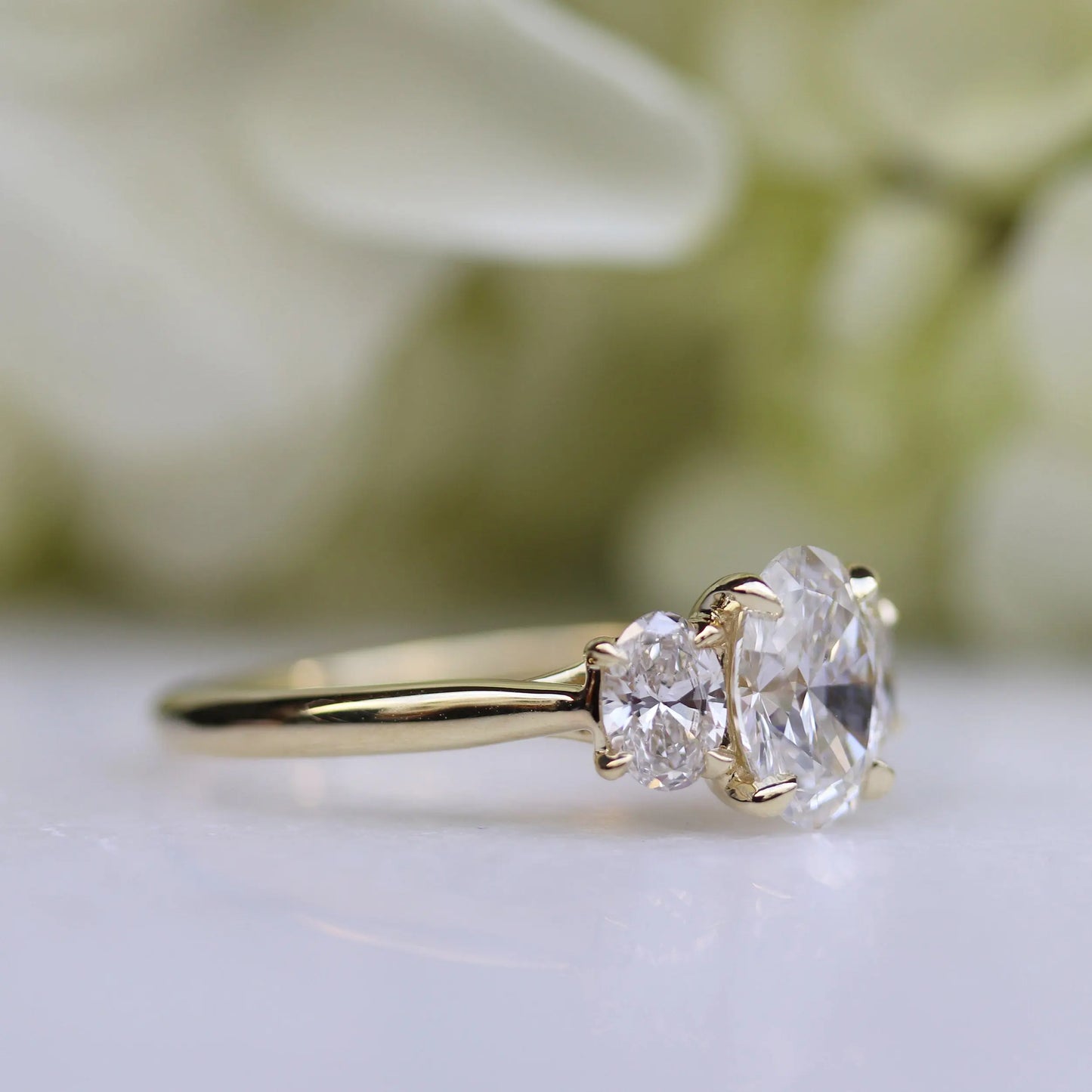 1.50CT Oval Cut Moissanite Three Stone Diamond Engagement Ring